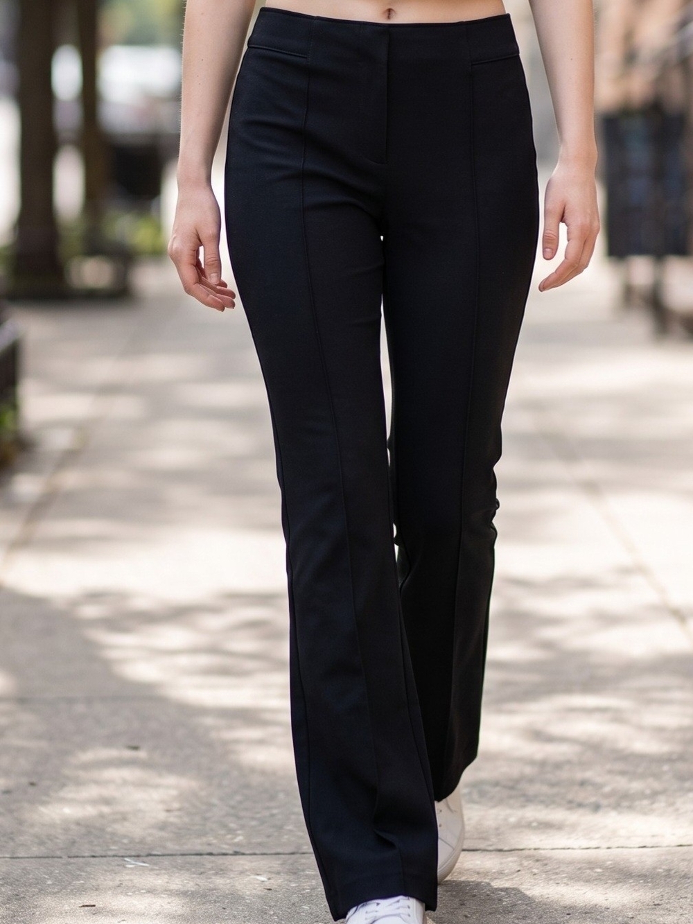 INC International Concepts Black Boot-Cut Pull-On Pants with Center Seams